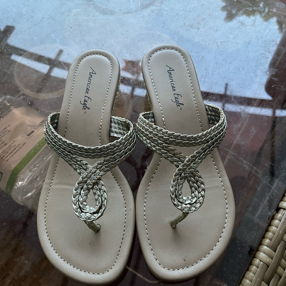 American Eagle Outfitters Metallic Braided Sandals